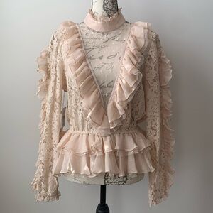 Ronny Kobo “Grace” Lace and Ruffle Top